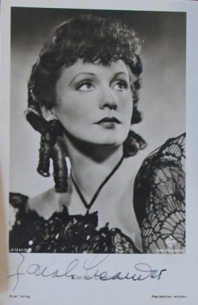 Zarah Leander original signed autgraph card 1938 (6169)