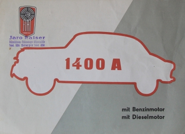 Steyr Fiat 1400 A Modelprogram 1953 Carbrochure (6198)