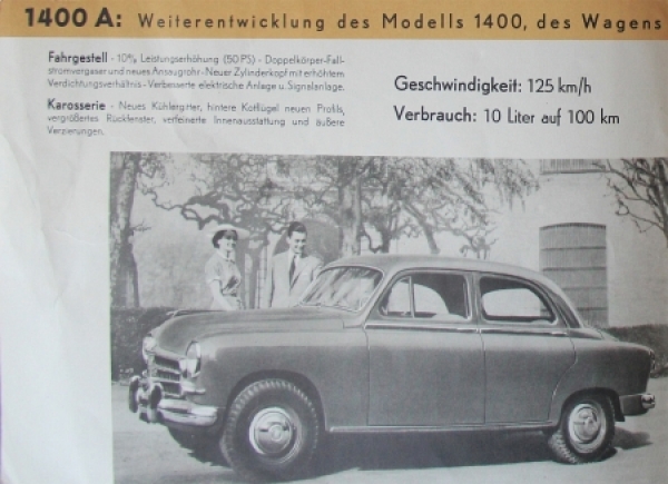 Steyr Fiat 1400 A Modelprogram 1953 Carbrochure (6198)