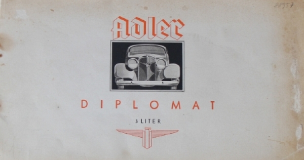 Adler Diplomat 3 Liter Modellprogramm 1934 Reuters Motive Automobilprospekt (6543)