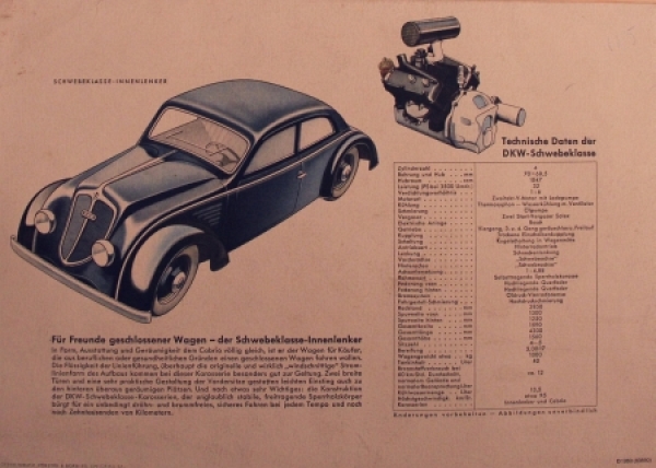 DKW Schwebeklasse Modellprogramm 1935 Automobilprospekt (8756)