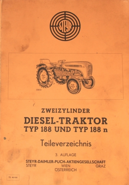 STEYR Teileverzeichnis Zweizylinder Diesel-Traktor Typ 188 und Typ 188n 