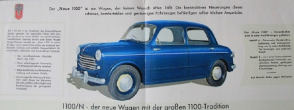 Steyr Fiat 1100 Modellprogramm 1953 Automobilprospekt (7446)