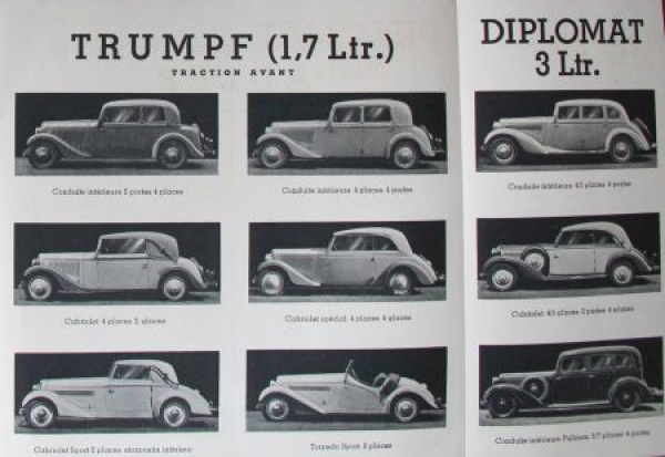 Adler Junior Diplomat Trumpf Modellprogramm 1935 Automobilprospekt (6779)