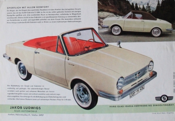 Glas 1004 S Cabriolet Modelprogram 1965 Carbrochure (8657)
