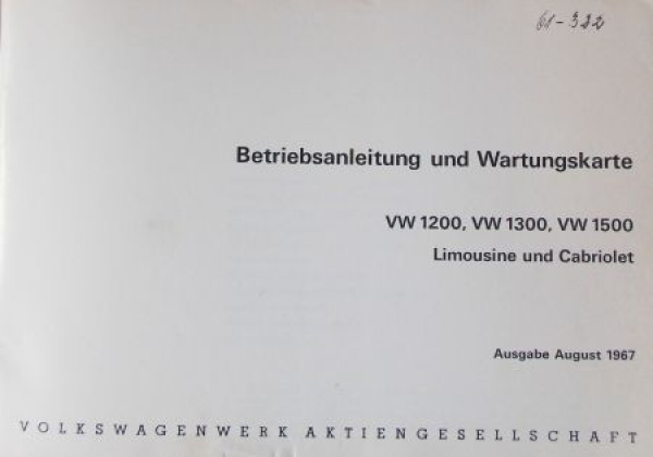 Volkswagen Beetle 1967 Ownermanual (6820)