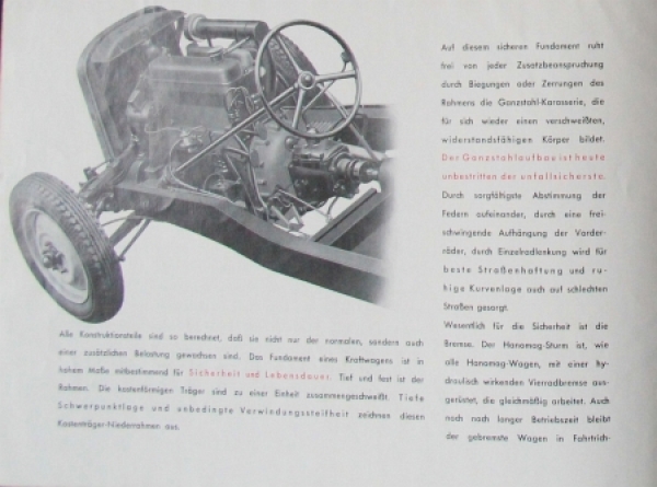 Hanomag 50 PS Sturm  Sedan Longchassis Modelprogram 1936 Carbrochure (3211)
