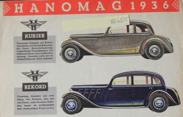 Hanomag Modelprogram 1936 Carbrochure (8665)