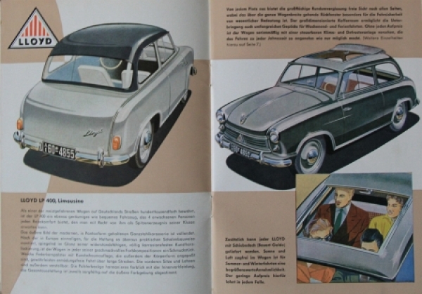 Lloyd LP 400 Modelprogramm 1958 Carbrochure (8468)