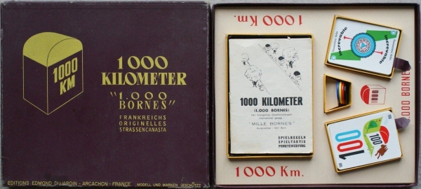 Dujardin "1.000 Kilometer - 1000 Bornes" 1961 Canasta-Car-Boardgame in o riginalbox (6926)