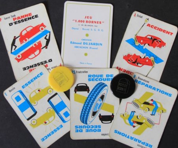 Dujardin "1.000 Kilometer - 1000 Bornes" 1961 Canasta-Car-Boardgame in o riginalbox (6926)