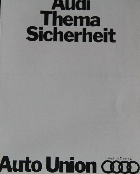 Audi 80 Modelprogram 1968 "Thema Sicherheit" Carbrochure (7028)