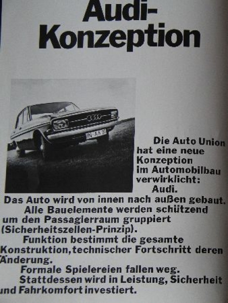 Audi 80 Modelprogram 1968 "Thema Sicherheit" Carbrochure (7028)