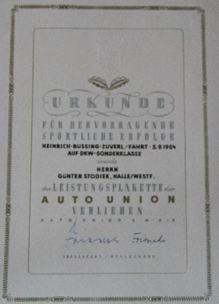 Auto Union Racingdocument 1954 (7064)