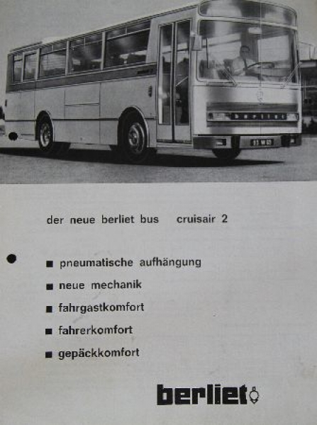 Berliet Bus Cruisair 2 Modelprogram 1967 Busbrochure (7111)