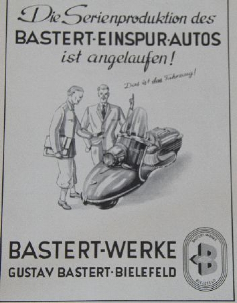 Bastert Einspurauto Modellprogramm 1951 Automobilprospekt (7112)