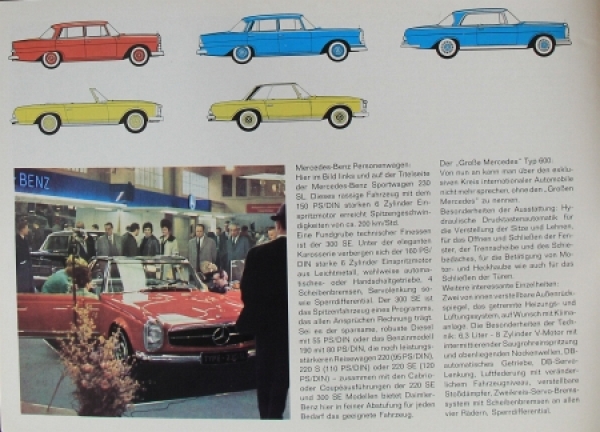 Mercedes-Benz Modellprogramm 1963 Automobilprospekt (8875)