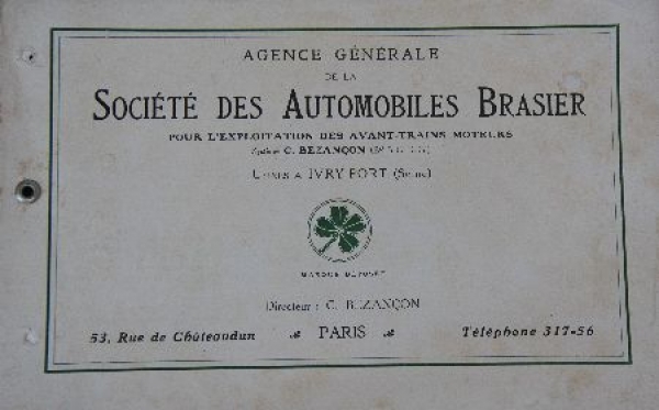 Brasier Automobiles Modellprogramm 1906 Automobilprospekt (7115)