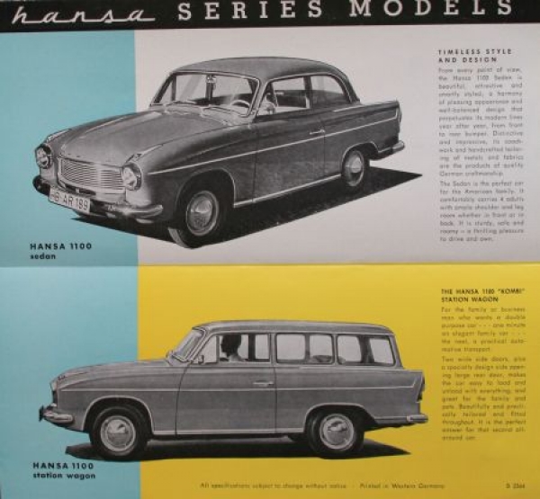 Goliath Hansa Modelprogram 1956 Carbrochure (7196)