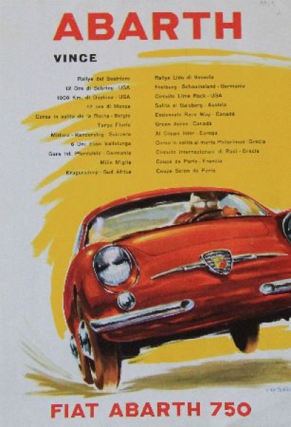 Abarth Fiat 750 Modelprogram 1961 "Abarth siegt" Carbrochure (7409)
