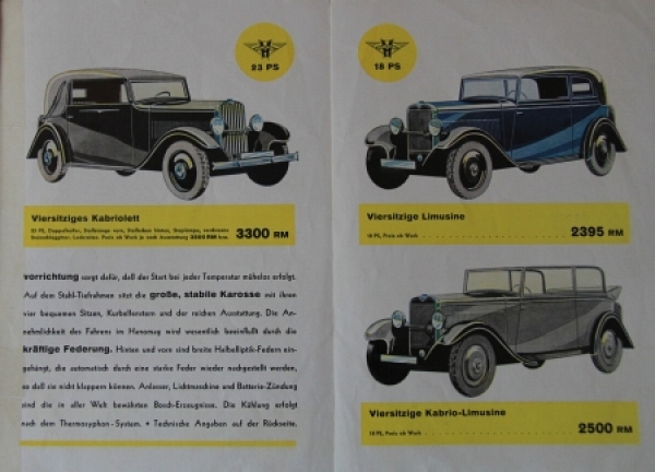 Hanomag Modellprogramm 1928 Automobilprospekt (7419)