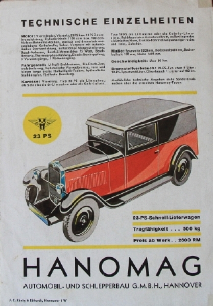 Hanomag Modelprogram 1928 Carbrochure (7419)