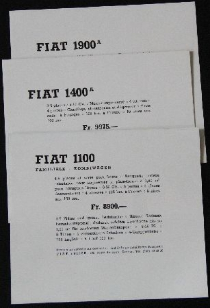 Fiat 1100 three Factory-Postcards 1953 (7450)