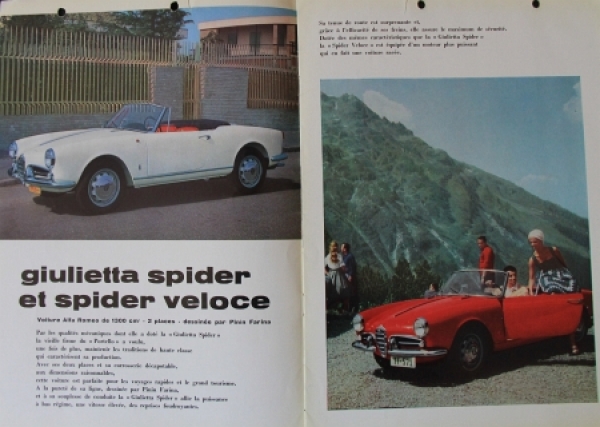 Alfa Romeo Giulietta Spider Veloce Modelprogram 1960 Carbrochure (7451)