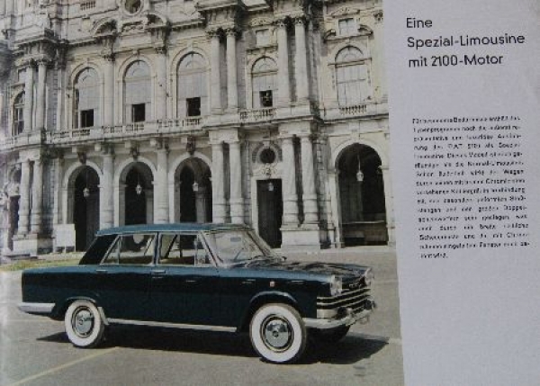 Fiat 1800 Modellprogramm 1962 Automobilprospekt (7462)