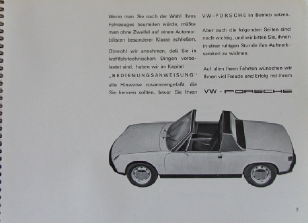 Porsche VW 914 2.0 Owner-Manual 1973 (7484)