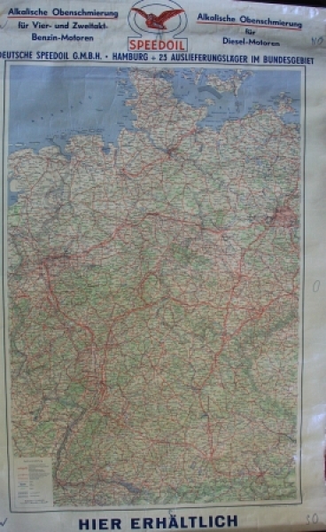 Speedoil Motoroel 1950 Werbe-Landkarte Deutschland (7545)