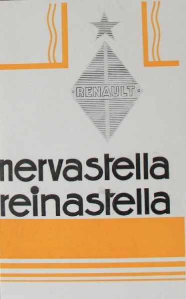 Renault Nervastella Reinastella Modelprogram 1926 Carbrochure (7271)