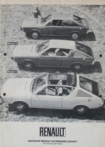 Renault 15 - 17 Modelprogram 1972 Carbrochure (3565)