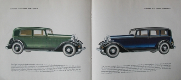 Lincoln Modellprogramm 1933 Automobil-Prestigeprospekt (7903)