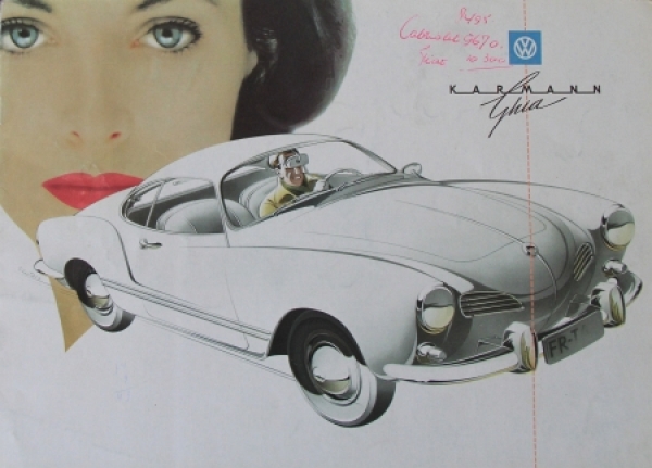 Volkswagen Karmann-Ghia Modelprogram 1959 Reuters-Drawing Carbrochure (7721)