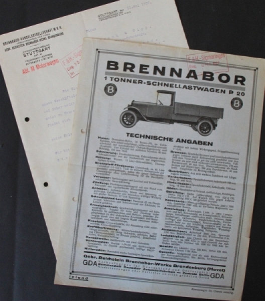 Brennabor 1 tons P 20 Pick-up Truck Modelprogram 1927 Truckbrochure (7730)