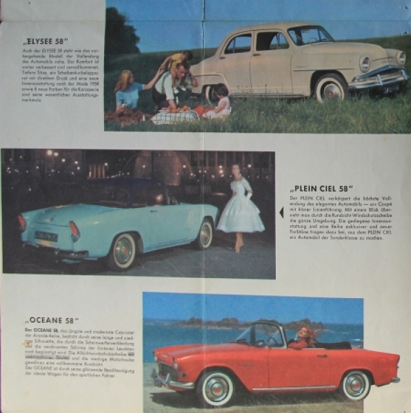 Simca Aronde Modelprogram 1958 Carbrochure (8092)