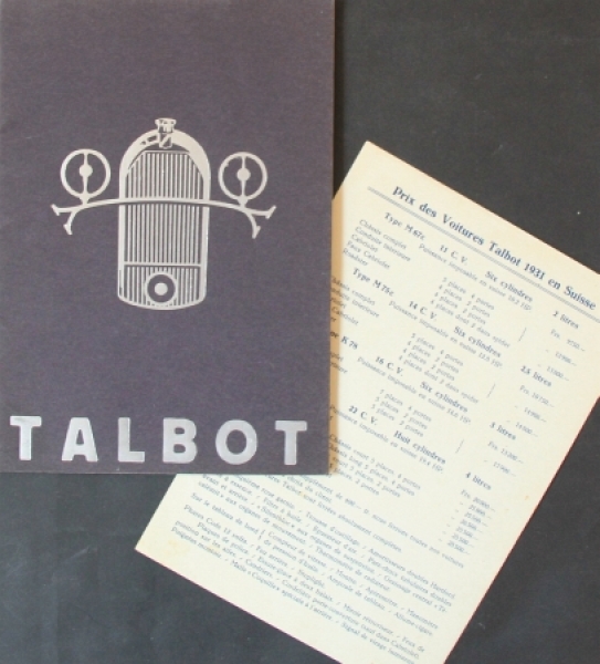 Talbot Modellprogramm 1928 Automobilprospekt (7343)