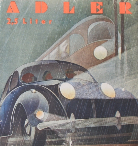Adler 2,5 Liter Modellprogramm 1939 Reuters-Motiv Automobilprospekt (7927)
