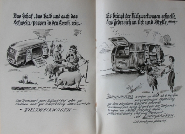 Volkswagen T1 Transporter Modelprogram 1958 "Der Transporter und die Landwirtschaft" Carbrochure (7507)