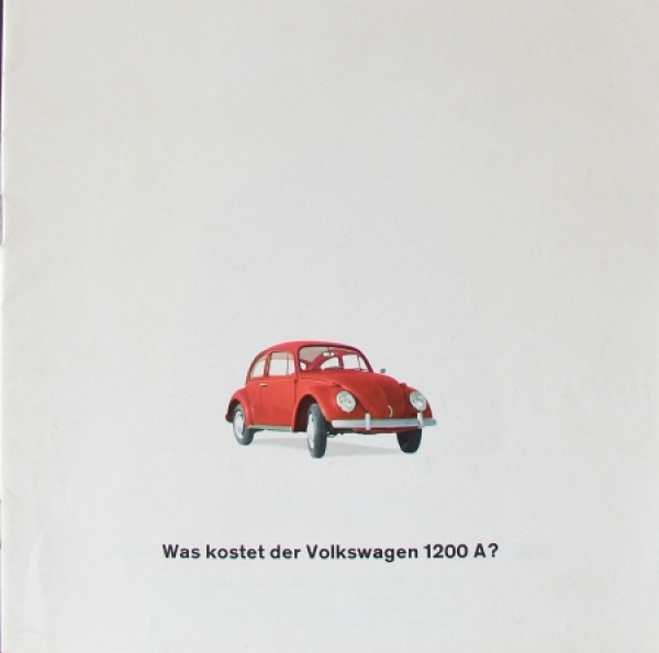 Volkswagen Beetle Modelprogram 1965 "Was kostet der VW 1200 A?" Carbrochure (0848)