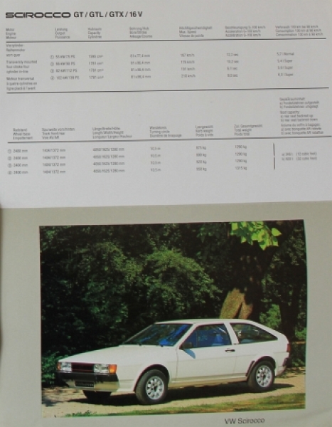 Volkswagen Karmann Scirocco Modelprogram 1982 Carbrochure (7593)