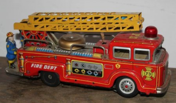 TN Nomura Fire-Departement Truck "Fire Department" 1965 Tinmodel with Batteriedrive (9779)
