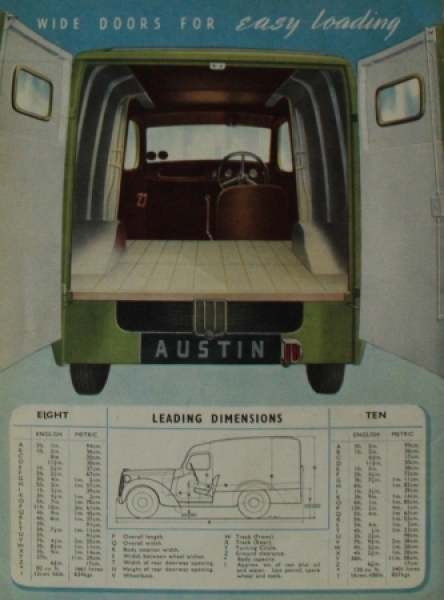 Austin Eight-Ten Vans Modelprogram 1939 "You can depend on it" Truckbrochure (4099)