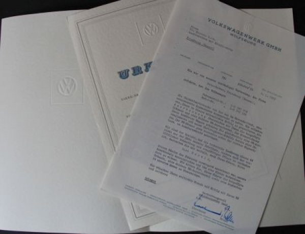 Volkswagen Document 100.000 KM 1957 with VW-Letter and map (8245)