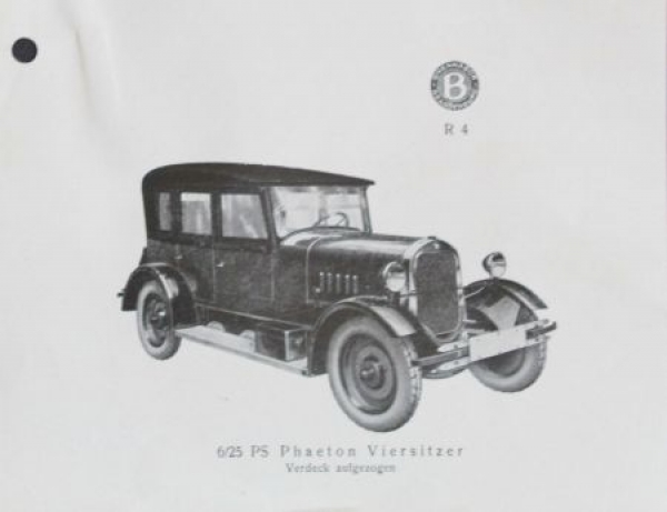 Brennabor 6/25 PS Phaeton 4-Seater Modelprogram 1925 Carbrochure (7165)