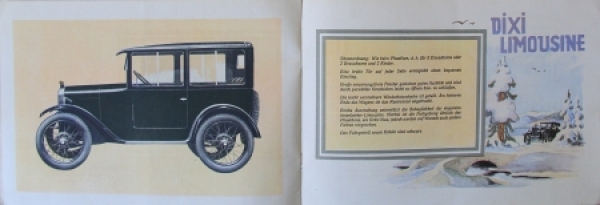 Dixi 3/15 PS Modelprogram 1928 "Der Kleinwagen" Reuters-Drawings Carbrochure (8540)