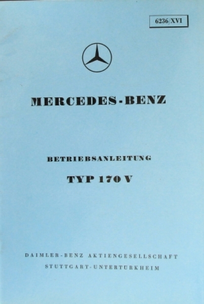 Mercedes-Benz 170 V 1950 Betriebsanleitung (8565)