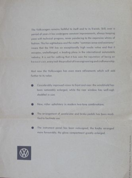 Volkswagen Beetle Modelprogram 1958 Carbrochure (9759)