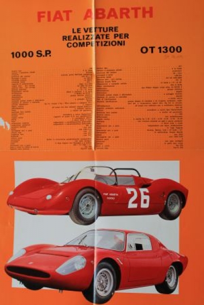 Abarth Fiat OT 1300 Modellprogramm 1963 "Le Vetture" Automobilprospekt (7318)